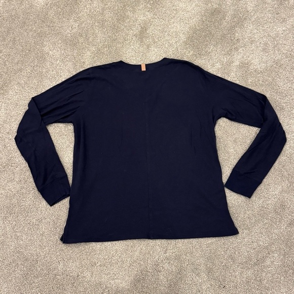 Lunya Restore Long Sleeve Crew Neck Tee Shirt Navy Blue Size Small EUC - Picture 3 of 9